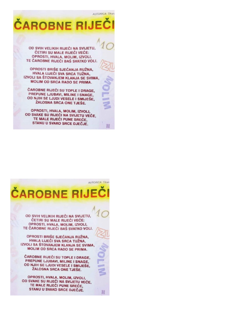 1r Čarobne Riječi Pjesma | PDF