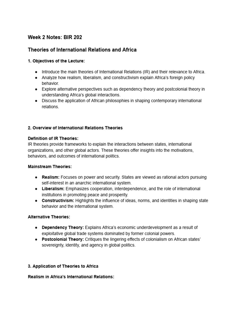 International Relations Theories in Africa | PDF | International ...