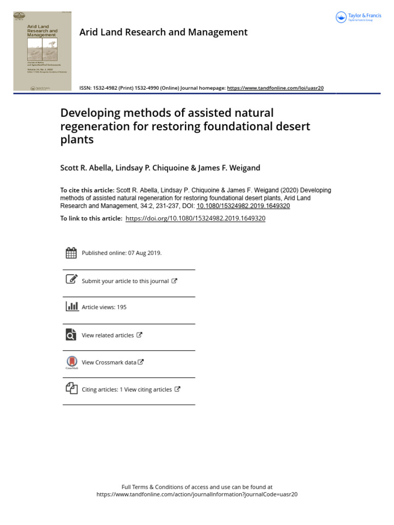 Assisted Natural Regeneration in Deserts | PDF | Desert | Seedling