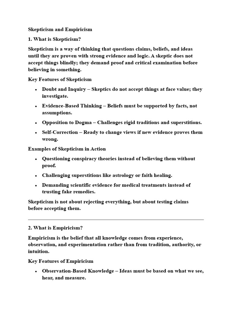 Understanding Skepticism and Empiricism | PDF | Skepticism | Empiricism