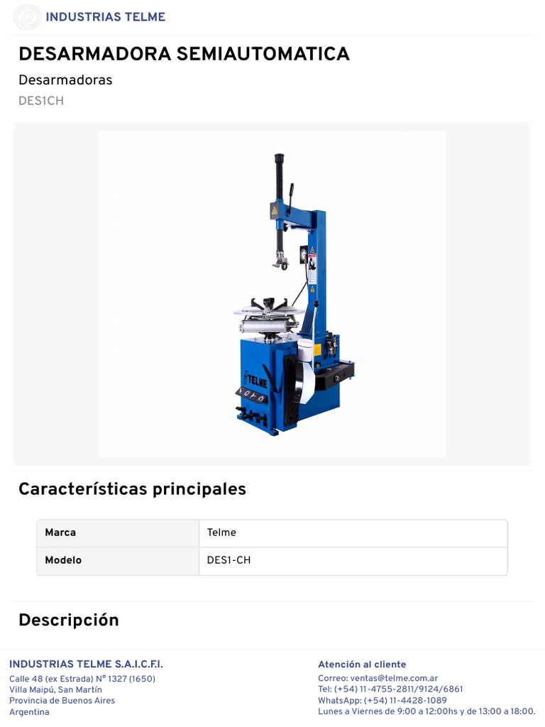 Desarmadora Semiautomática Telme DES1-CH | PDF
