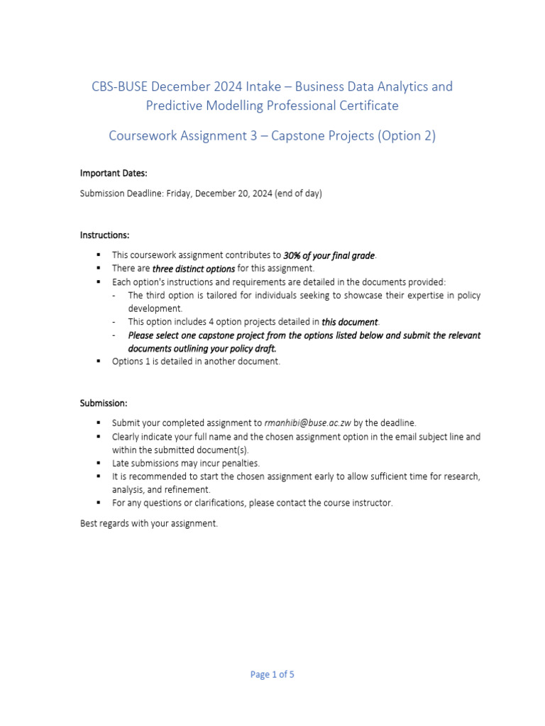 Business Data Analytics Capstone Projects | PDF | Artificial ...