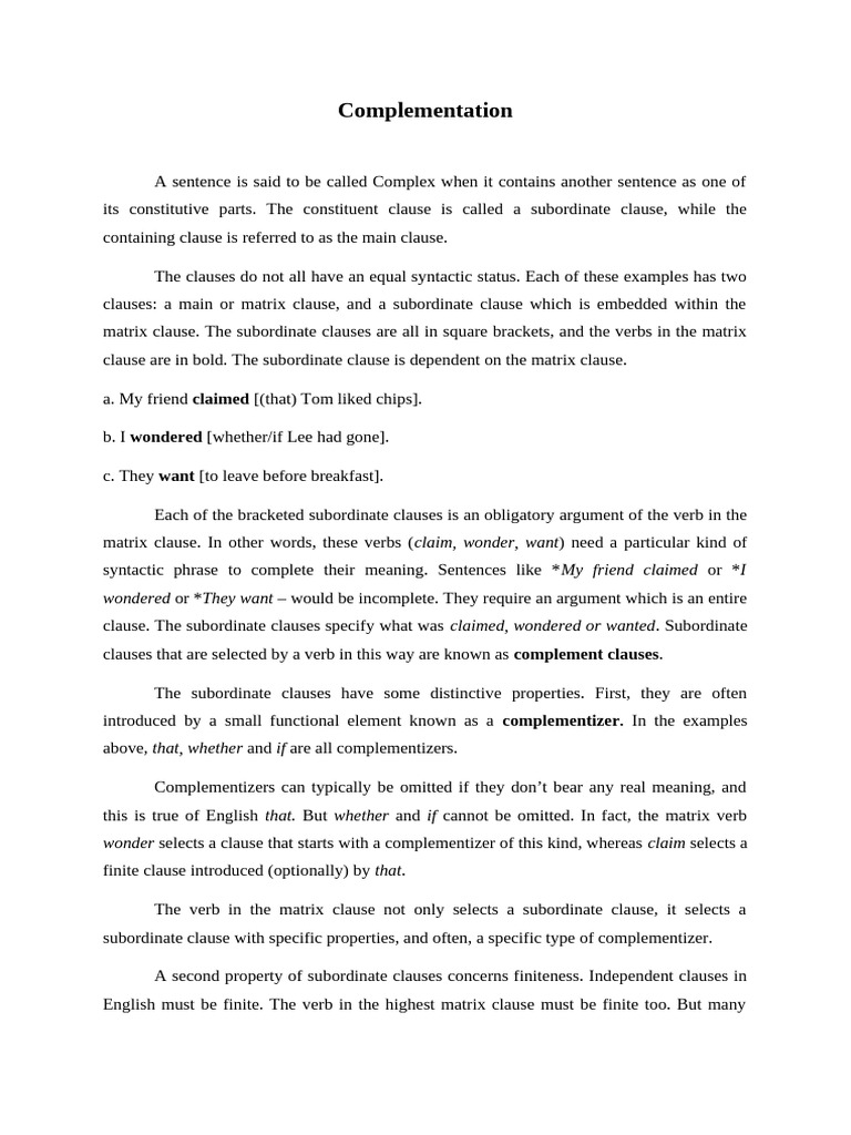 10.03.2021 Complementation | PDF | Clause | Syntax