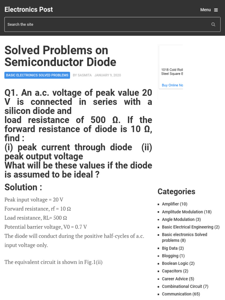 Electronicspost Com Solved-problems-On-semiconductor-diode | PDF ...