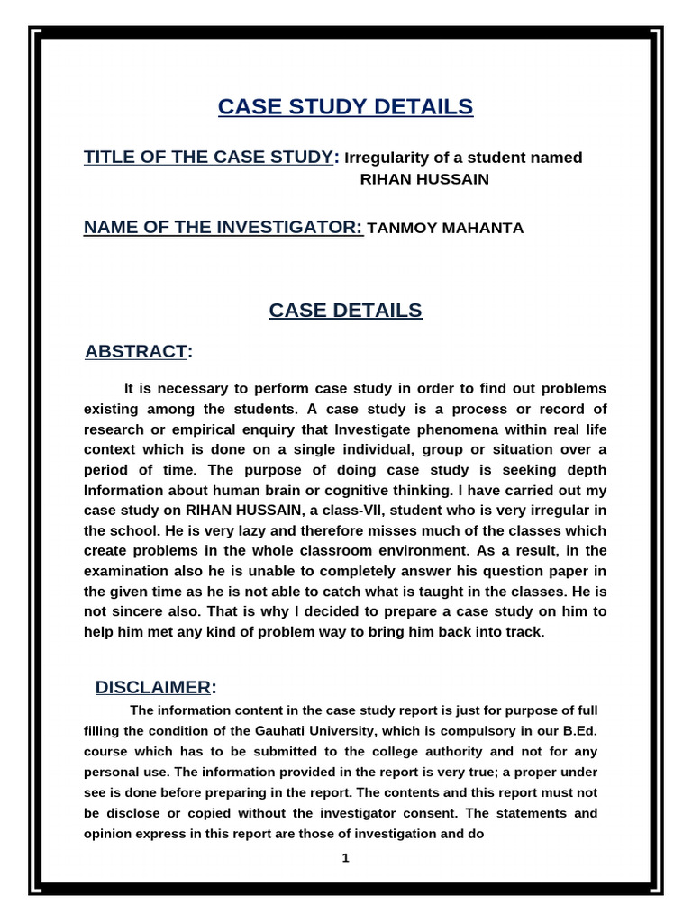 Case Study on Student Irregularity | PDF | Intelligence Quotient | Teachers