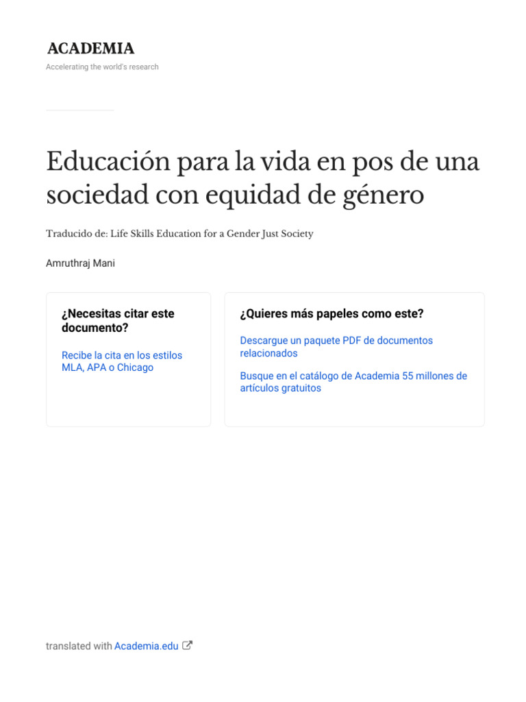 Educación para la Equidad de Género | PDF | Pensamiento | Igualdad de ...