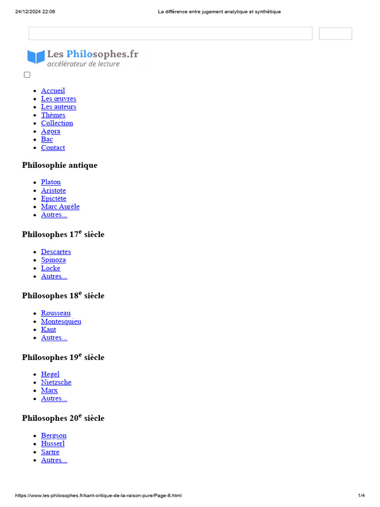 Jugements analytiques et synthétiques | PDF | A priori et a posteriori ...