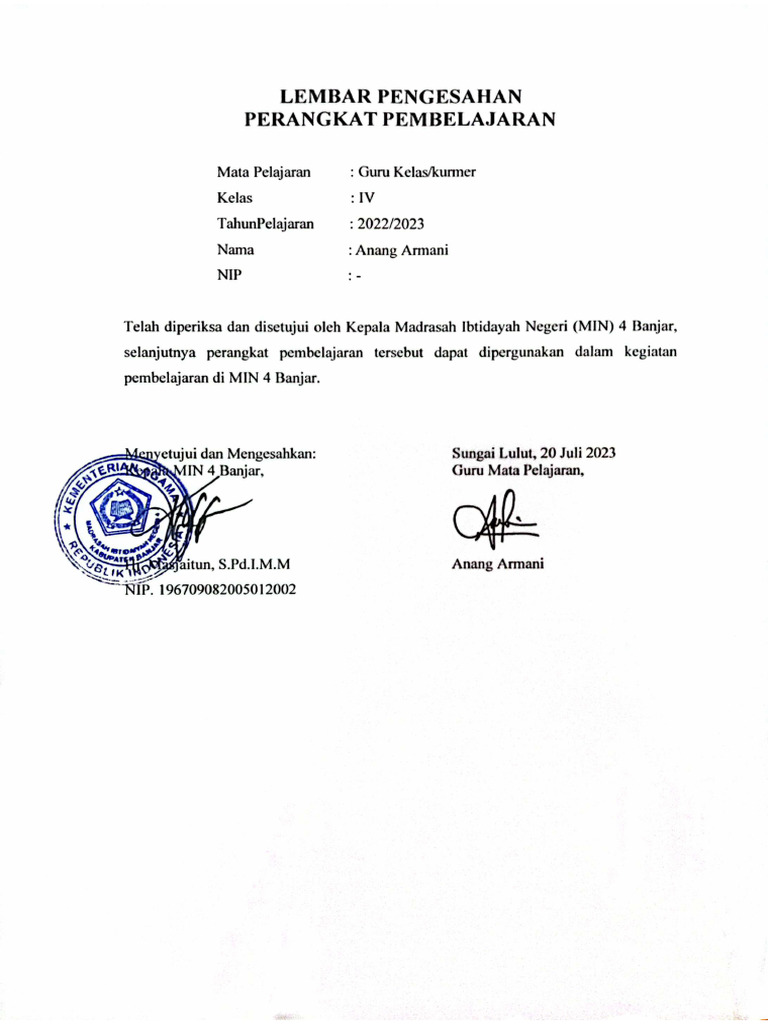 Lembar Pengesahan 2023 | PDF