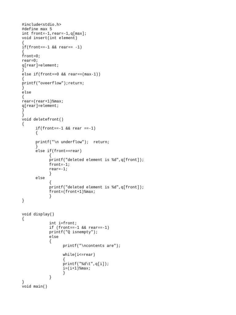 Circular Queue Implementation in C | PDF