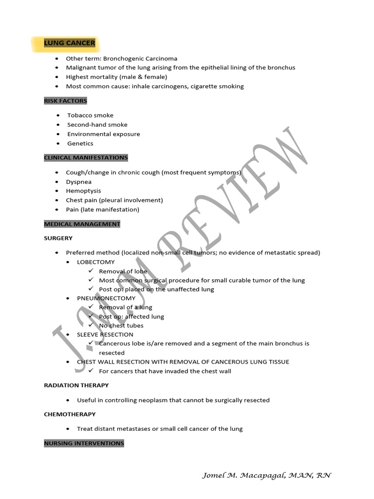 Lung Cancer Overview and Management | PDF
