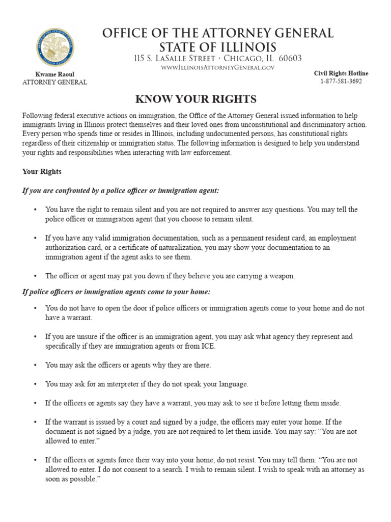Immigrants Know Your Rights English | PDF | Immigration | Civil And ...