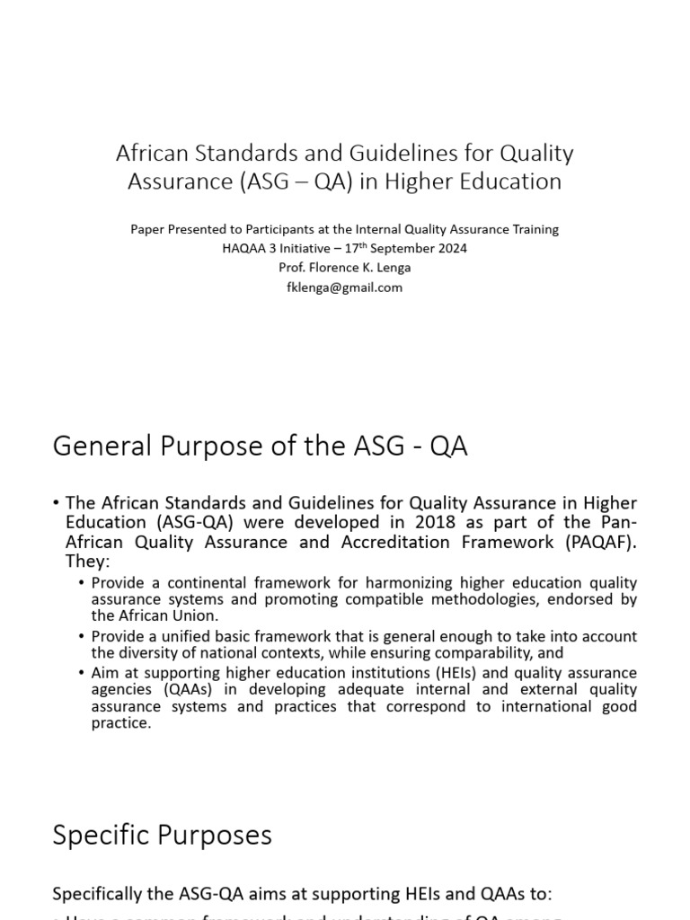 African Quality Assurance Standards in Higher Ed | PDF | Evaluation ...