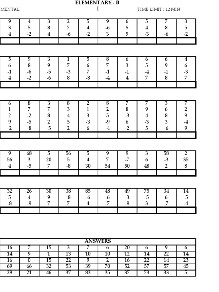 Worksheets Abacus Worksheets ucmas elementary b