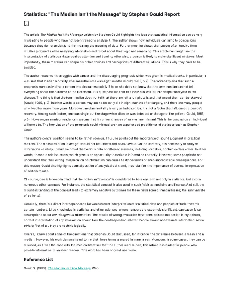 Understanding Median Misinterpretation | PDF | Statistics | Information