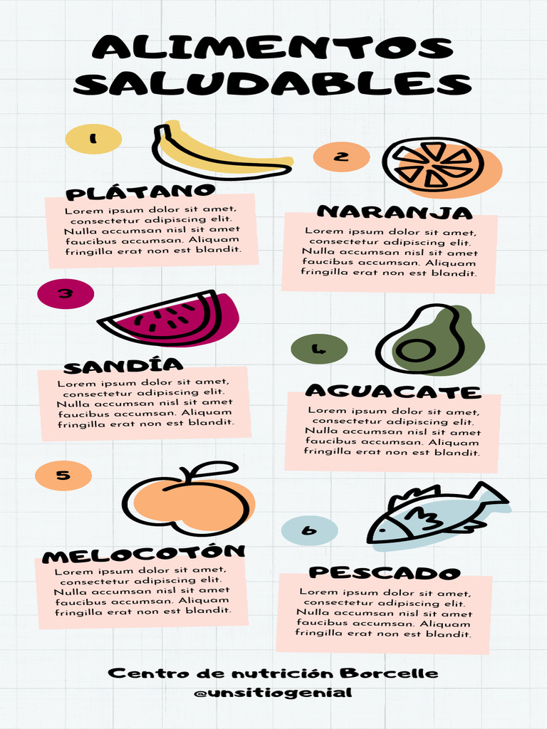 Infografía Alimentos Saludables Ilustrado Colorido Pdf