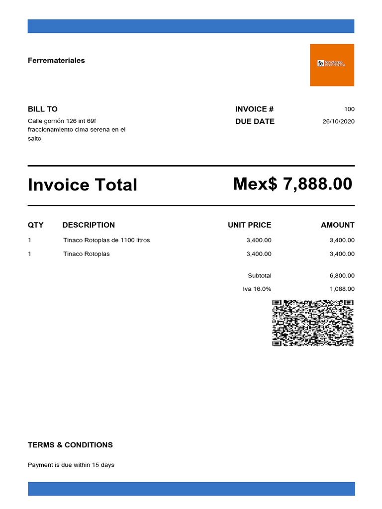 Invoice for Fraccionamiento Cima Serena | PDF