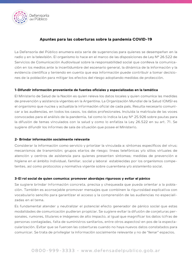 Apuntes para Las Coberturas Sobre La Pandemia Covid 19 | PDF