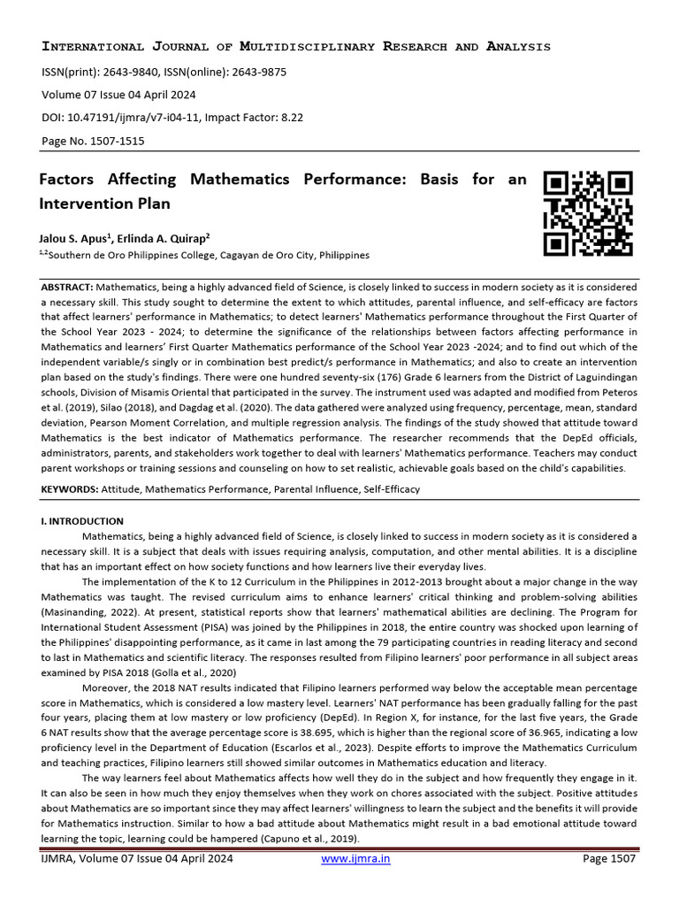 11 | PDF | Self Efficacy | P Value