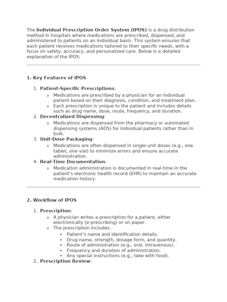 Individual Prescription Order System Explained | PDF | Medical ...