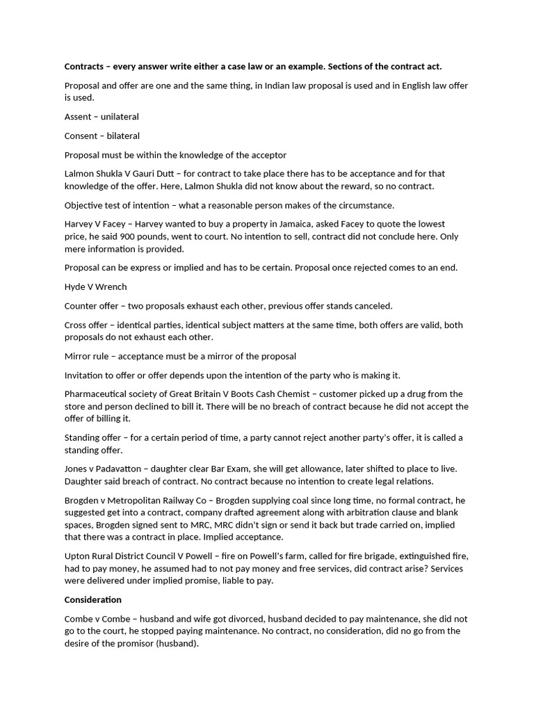 Contracts | PDF | Misrepresentation | Consideration