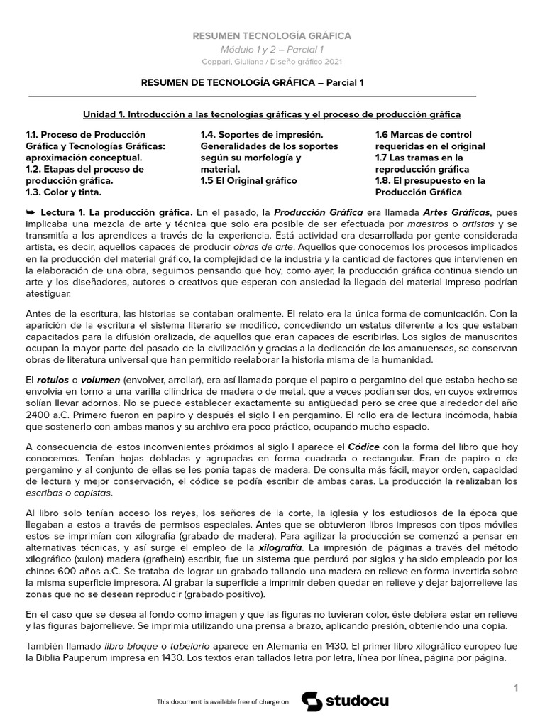 Resumen de Tecnologia Grafica Parcial 1 | PDF | Papel | Color