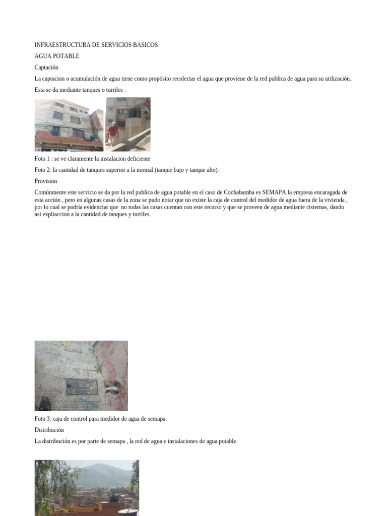 Infraestructura de Servicios Básicos en Cochabamba | PDF