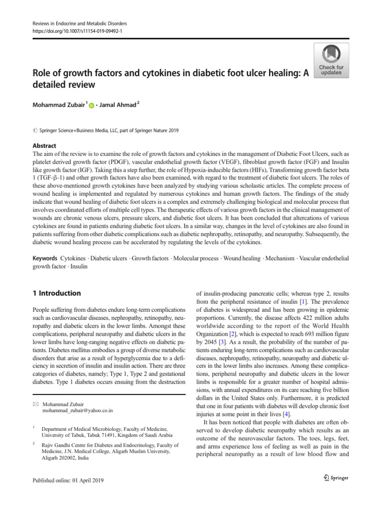 Growth Factors in Diabetic Foot Ulcer Healing | PDF | Wound Healing ...