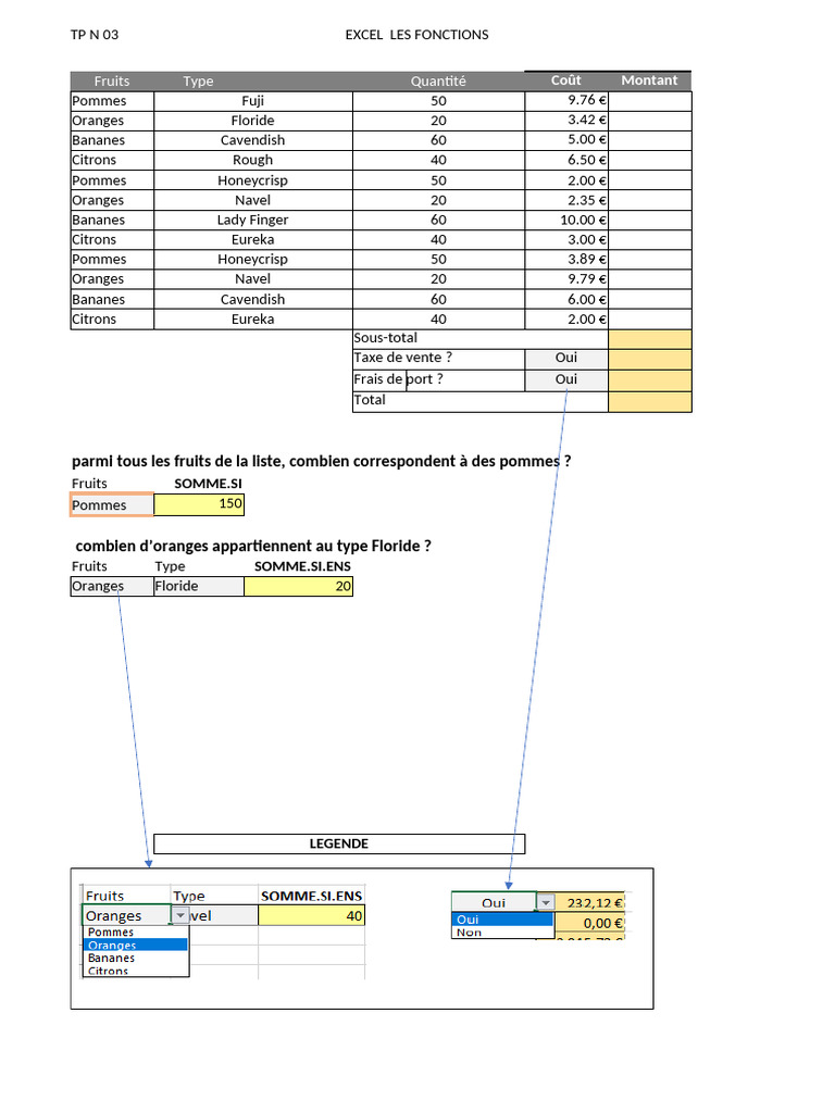 Fonctions Excel pour la gestion des fruits | PDF | Tropiques | Mali
