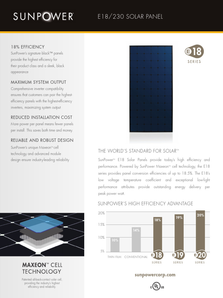 SunPower 230 | PDF | Solar Panel | Electrical Components