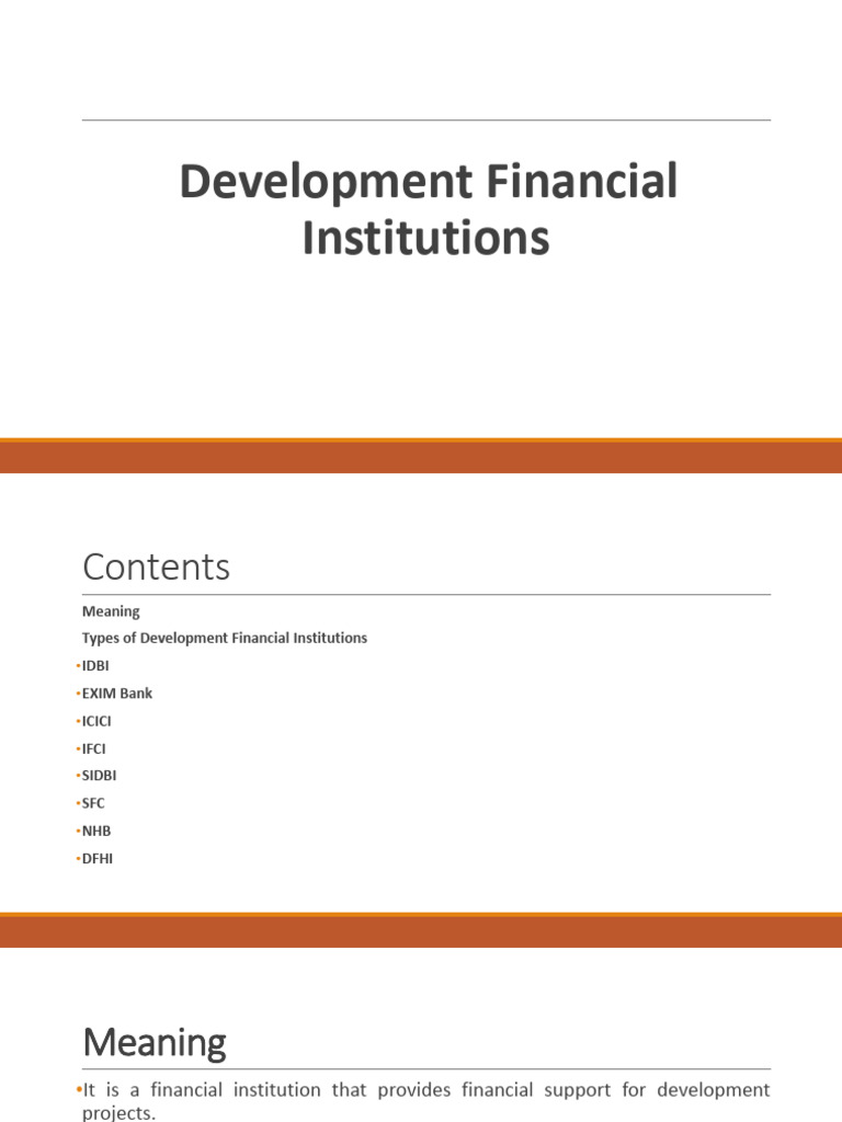 Overview of Development Financial Institutions | PDF | Banks | Mortgages