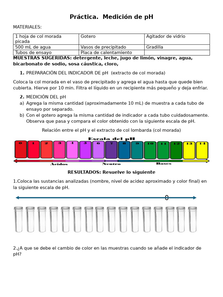 Medición de pH con col morada | PDF