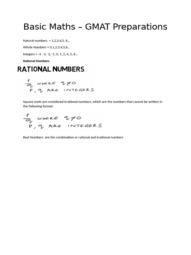 Basic Maths - GMAT Preparation | PDF