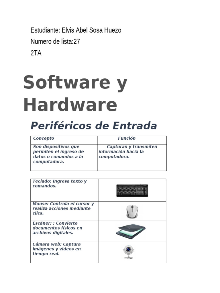 Hardware y Sotware.. | PDF | Hardware de la computadora | Periférico