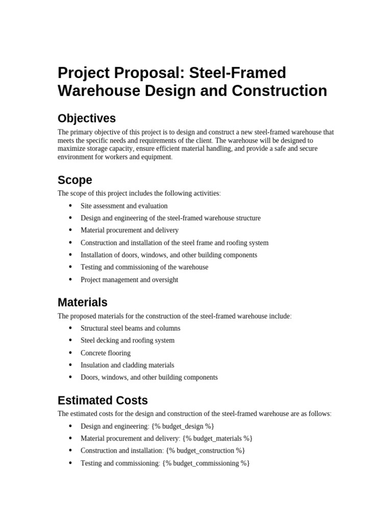 Steel-Framed Warehouse Project Proposal | PDF