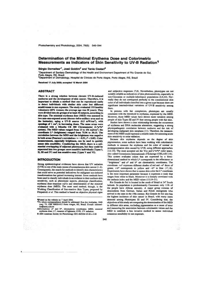 Determination MED and Colorimetric | PDF