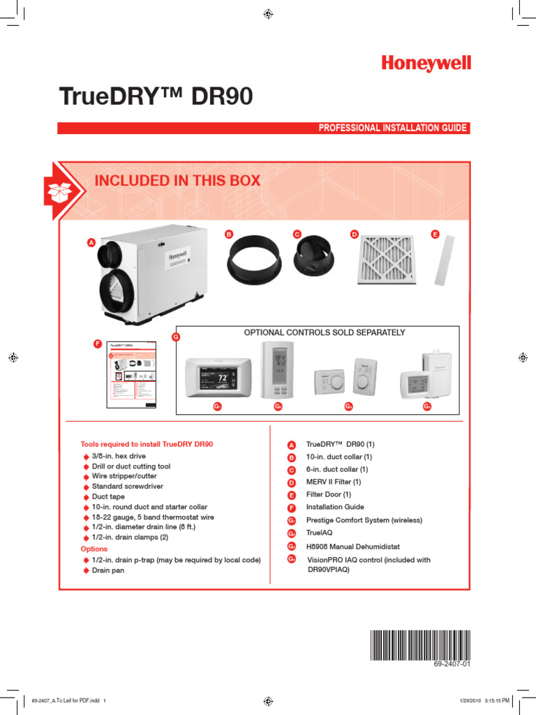 TrueDRY DR90 Installation Guide | PDF | Humidity | Duct (Flow)