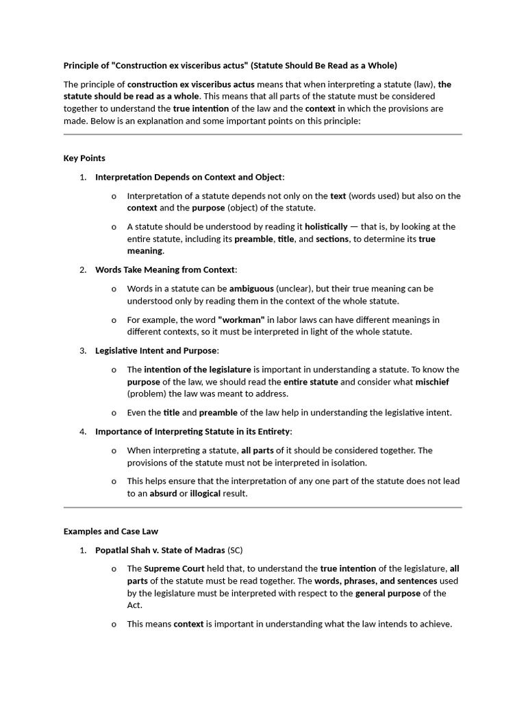 Whole Act Rule in Statutory Interpretation | PDF | Supreme Court Of The ...