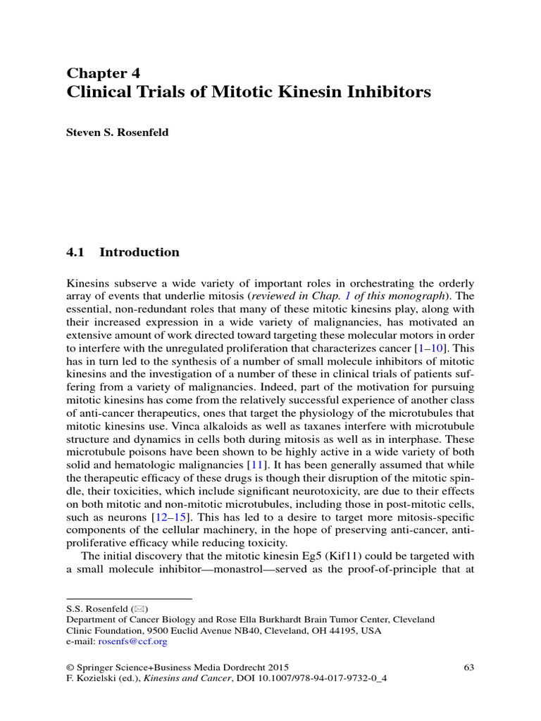 Clinical Trials of Mitotic Kinesin Inhibitors | PDF | Phases Of ...