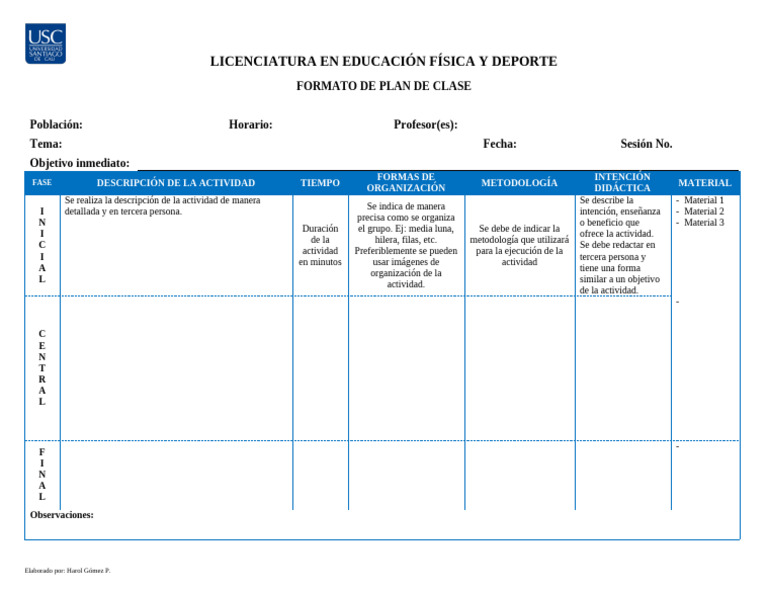 Formato Plan de Clase | PDF | Aprendizaje