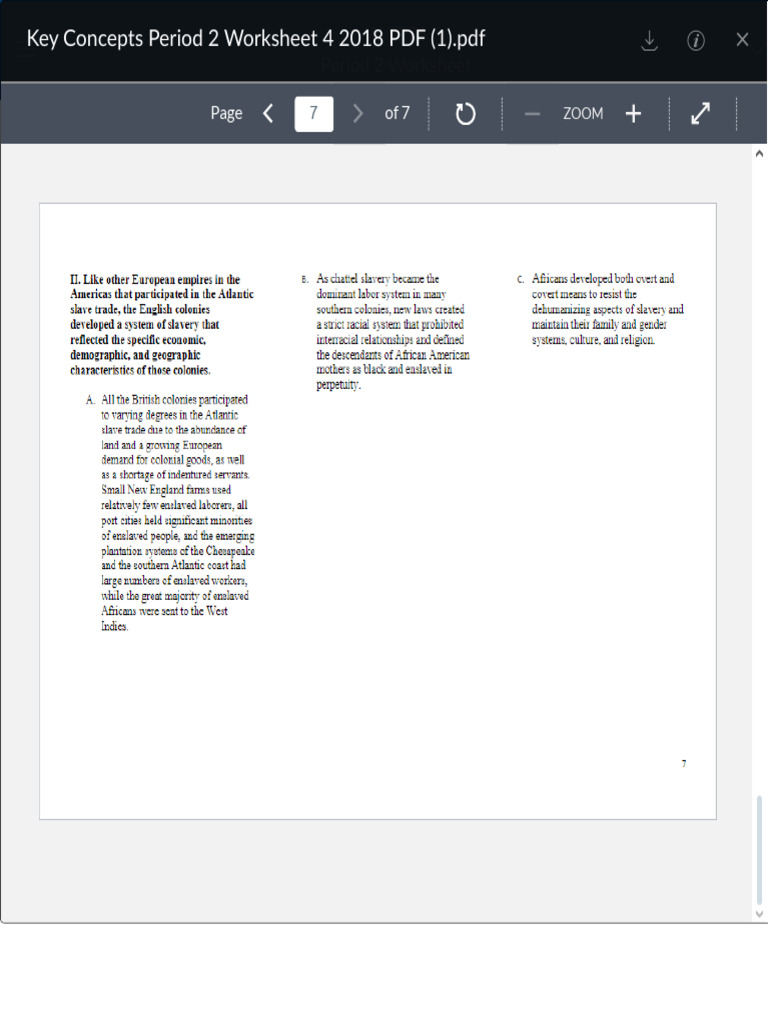 Period 2 Key Concepts Worksheet | PDF