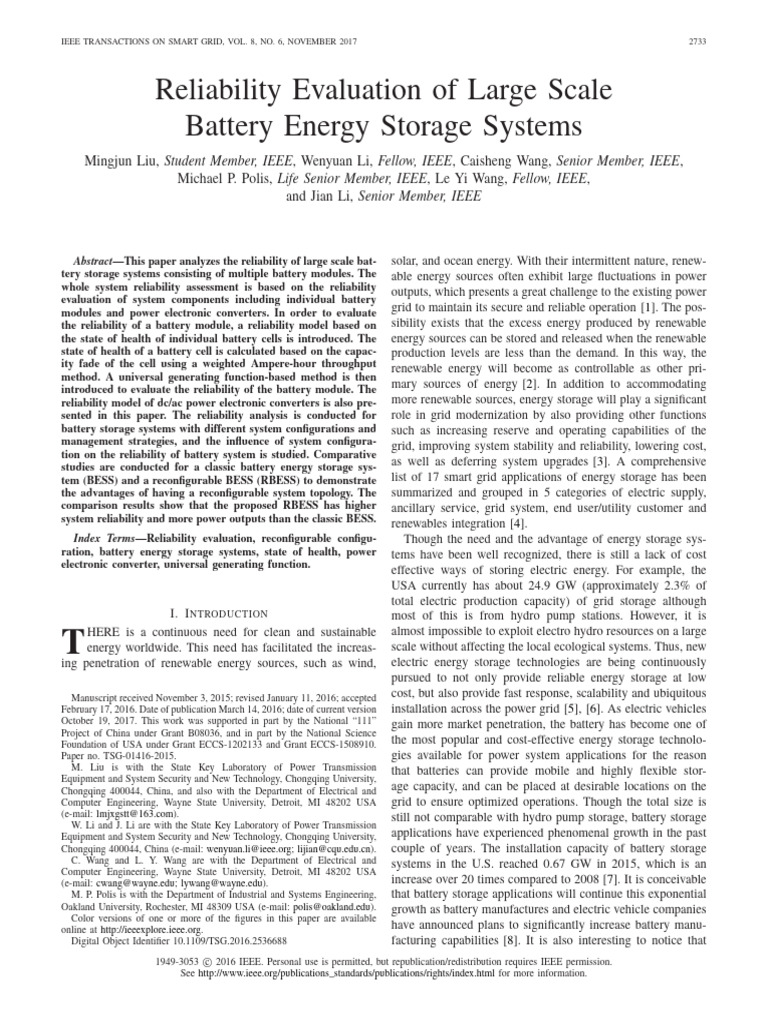 Reliability of Large-Scale Battery Systems | PDF | Power Electronics ...