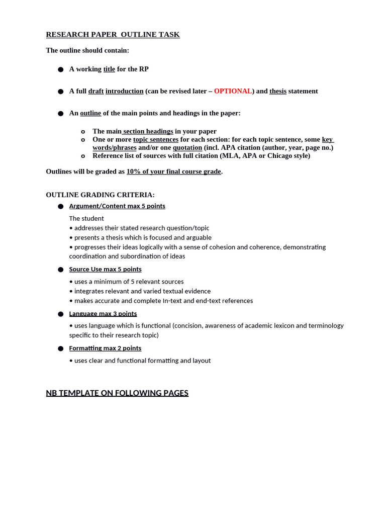 RP_Outline Template + example | PDF | Adolf Hitler | Final Solution