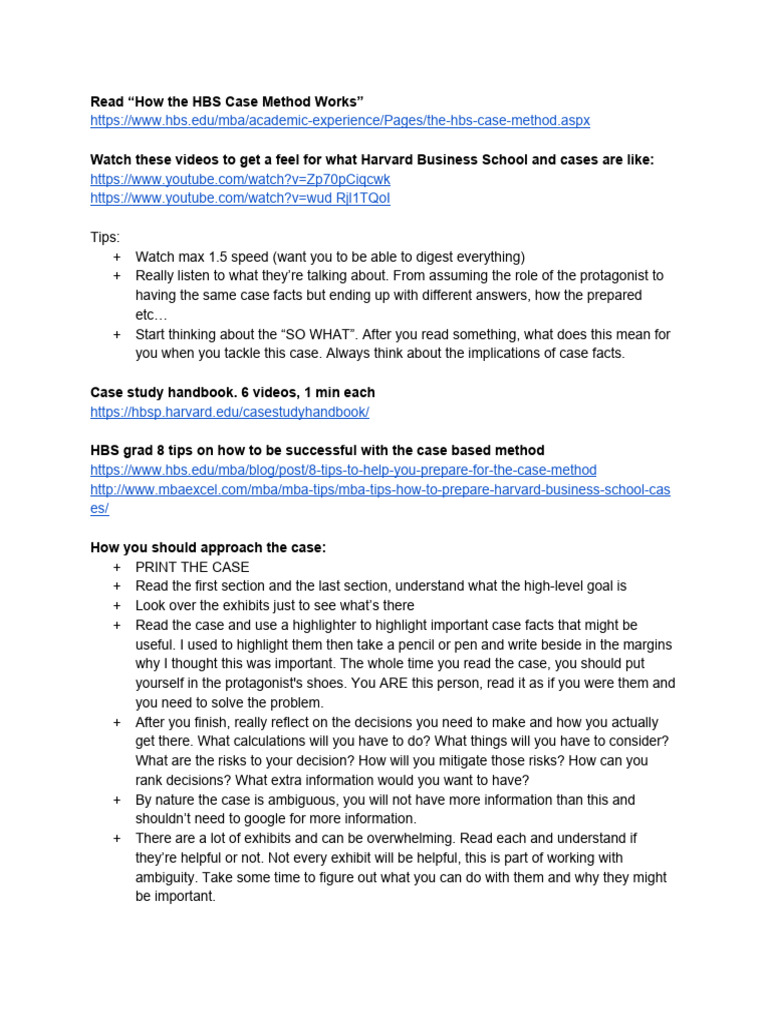 Understanding the HBS Case Method | PDF | Risk