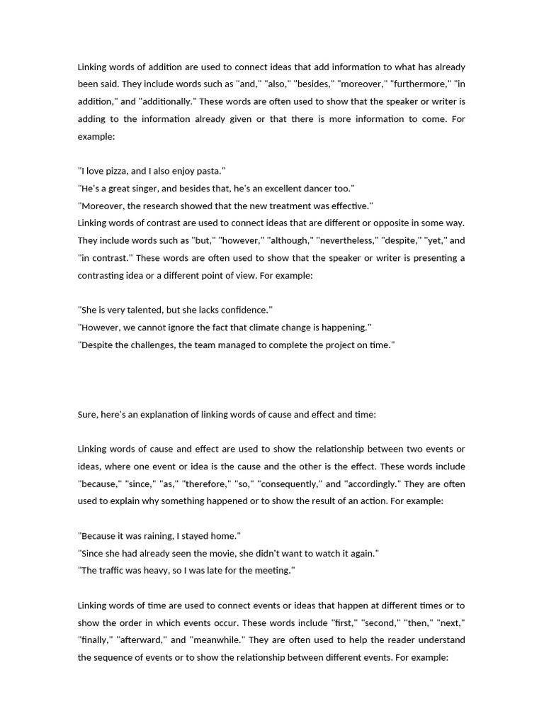 Essential Linking Words Explained | PDF