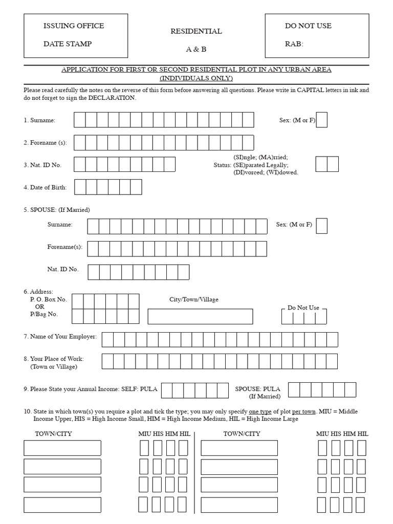 Residential Plot Application Form | PDF