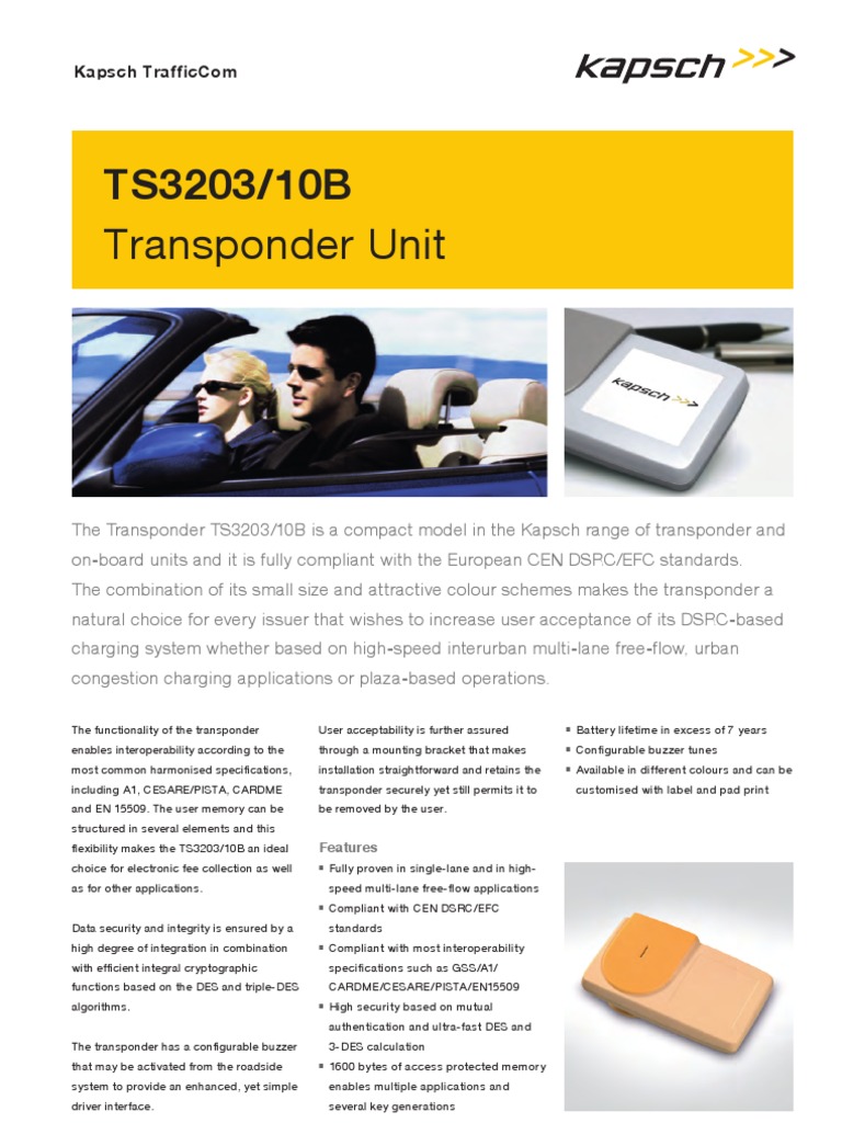 Kapsch KTC DS OBU TS3203 - 10B EN - 2 | PDF | Computing | Digital ...