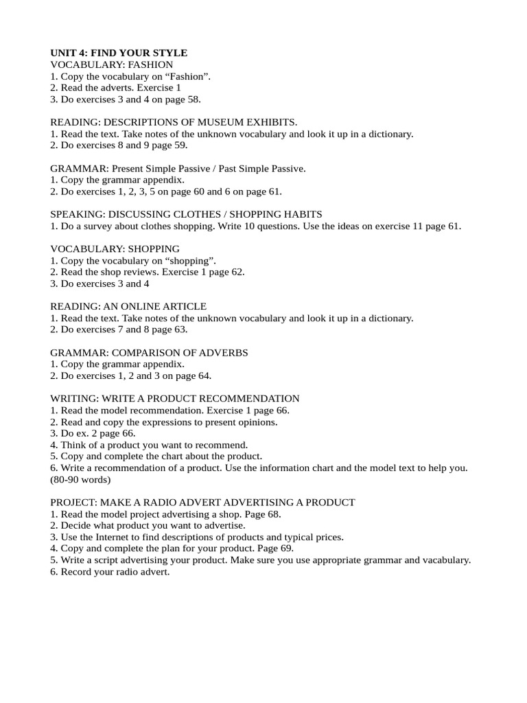 Fashion and Shopping Skills Unit | PDF