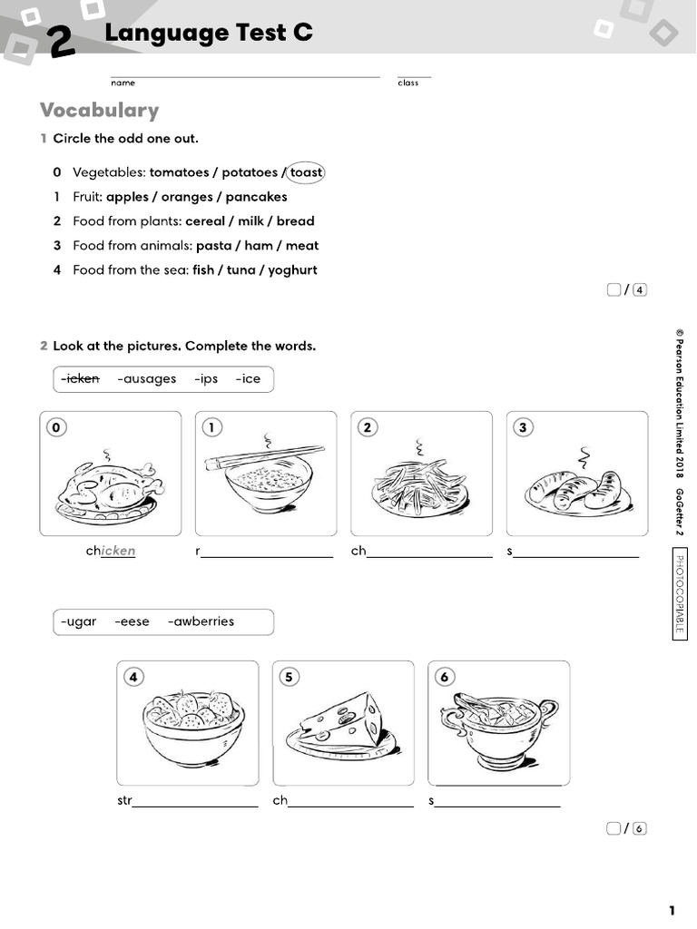 GG2 Tests Language Test 2C | PDF
