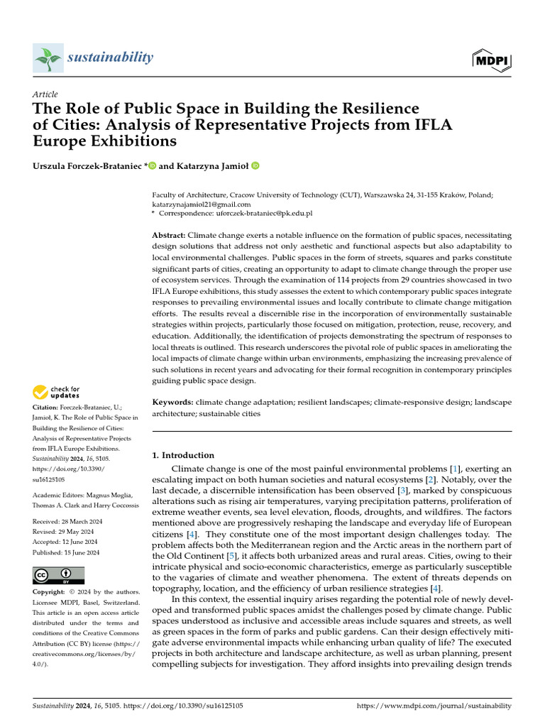 The Role of Public Space in Building The Resilience of Cities | PDF ...