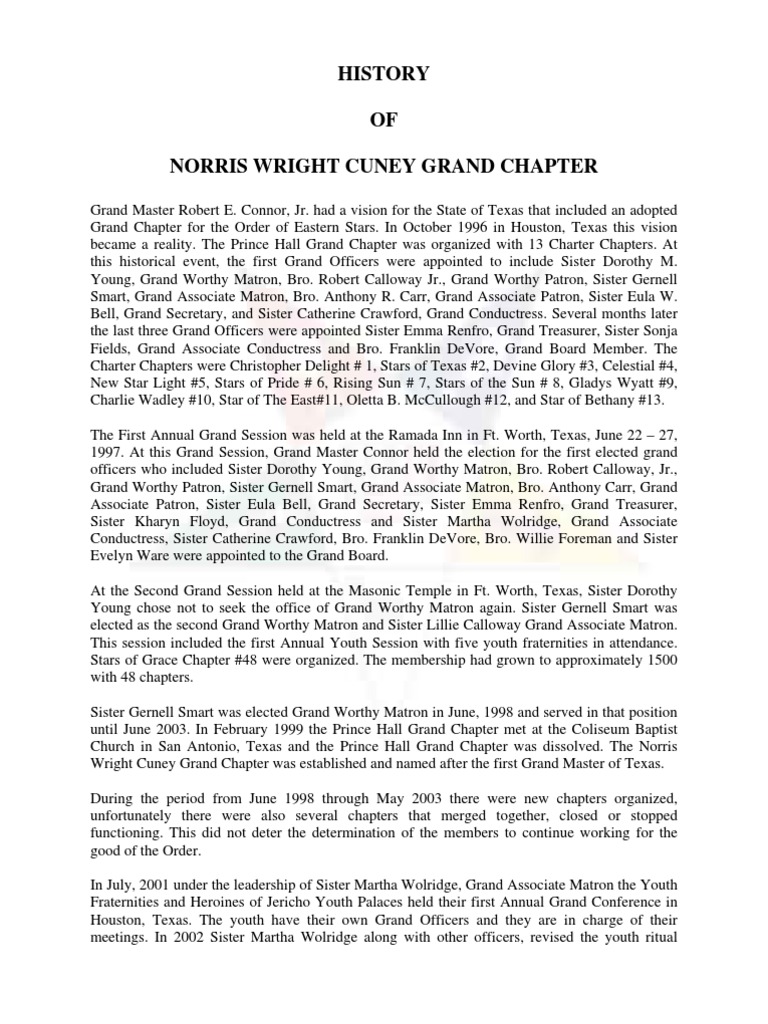 Norris Wright Cuney Grand Chapter History Download Free PDF